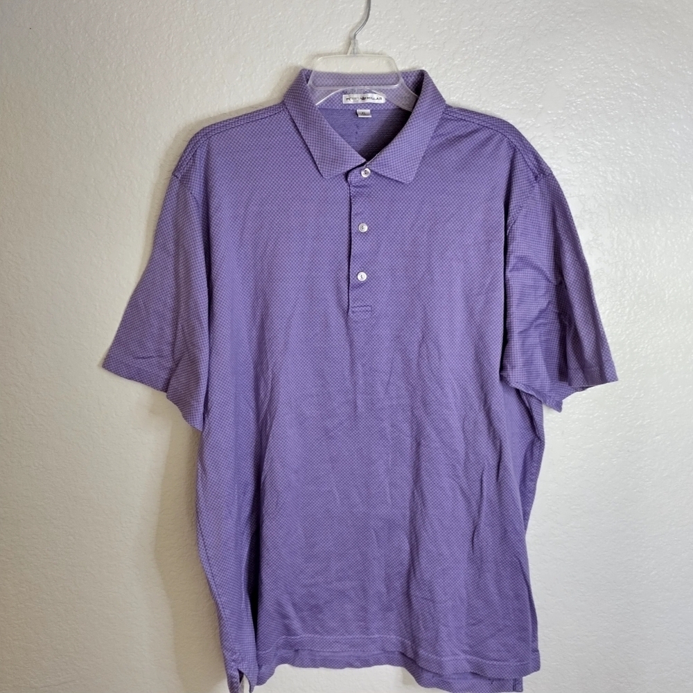 Peter Millar Short Sleeve Polo Purple Design Shirt Sz Xl